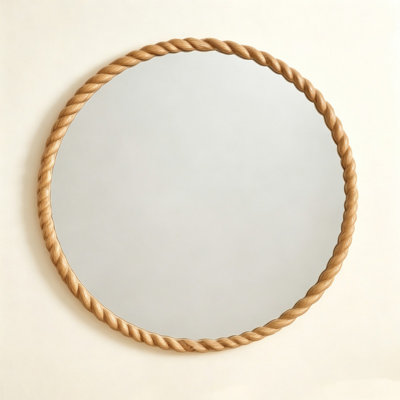 Solid Wood Round Leaning and Wall Mirror