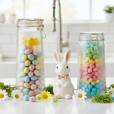 10 Strawberry Street Delancey Graduted Textured Glass Canister,  Clear