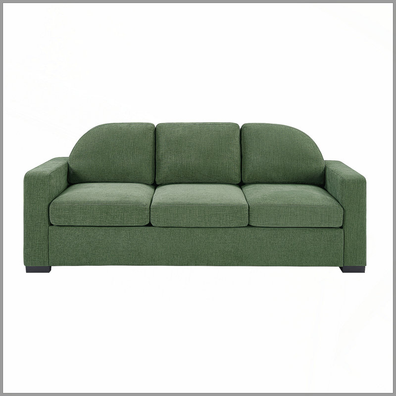 Modern 3-seater Sofa 84.7" Sofa Couch Upholstered Sofa with Curved Backrest for Living Room or Small Space, Beige