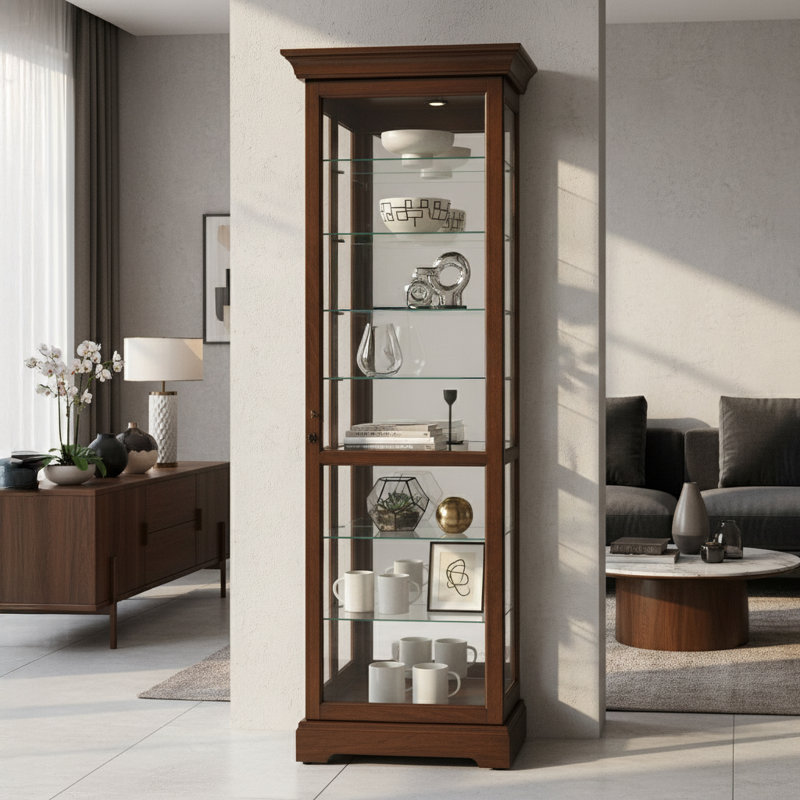 Chesterbrook Lighted Curio Cabinet, Cherry Bordeaux