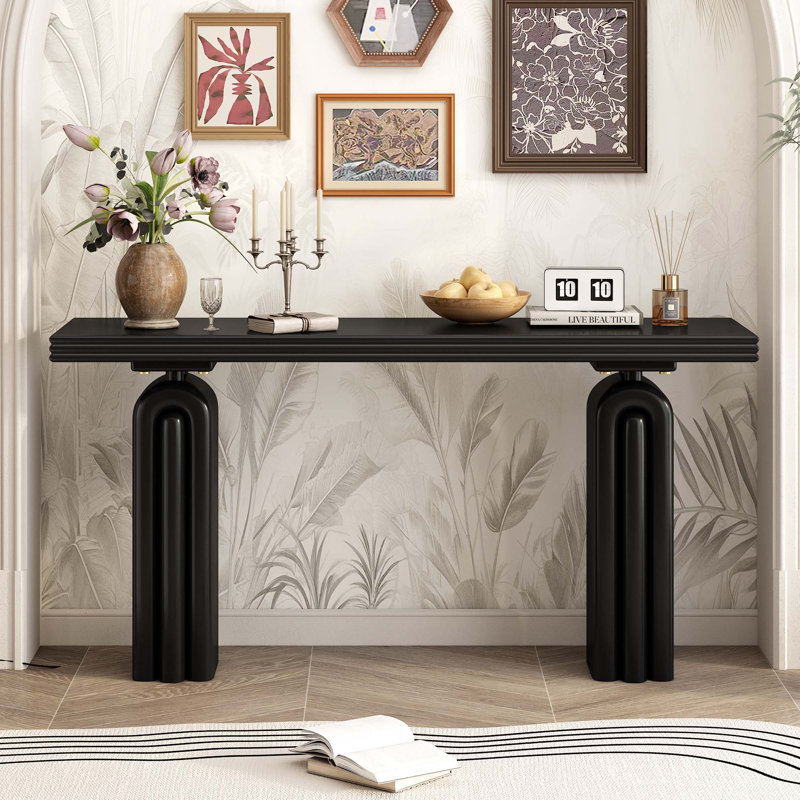 Console élégante et luxueuse en placage d'acacia, Noir