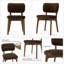 78"-96" Extendable Rectangular Wood Veneer Dining Table Set with 8 Velvet Upholstered Chairs-1950576287