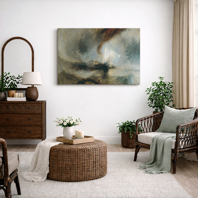 «Dramatic Stormy Sea», œuvre d'art abstraite, images de salon, impression sur toile encadrée., H 16 po x l 24 po