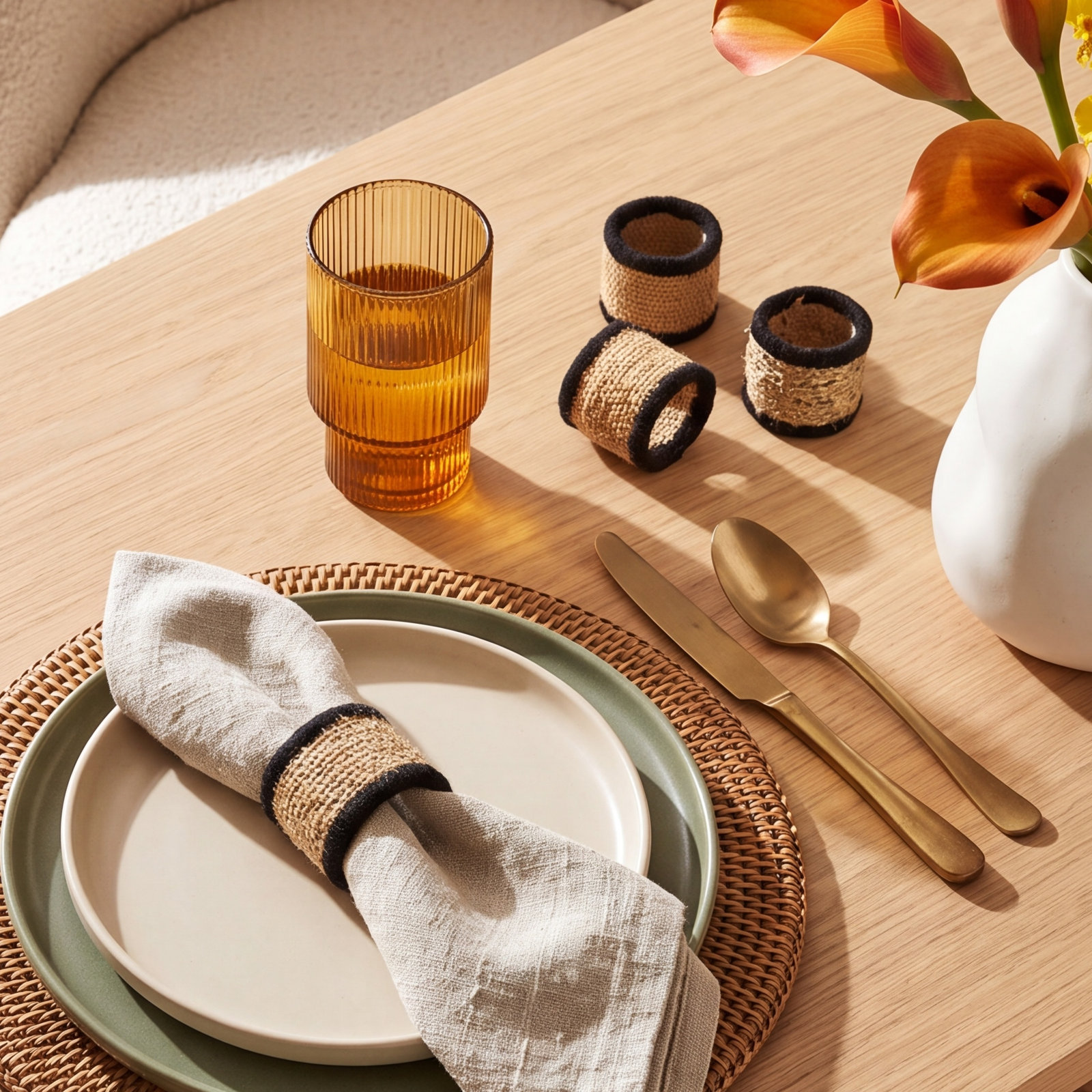 Earthenware Napkin Ring, Black