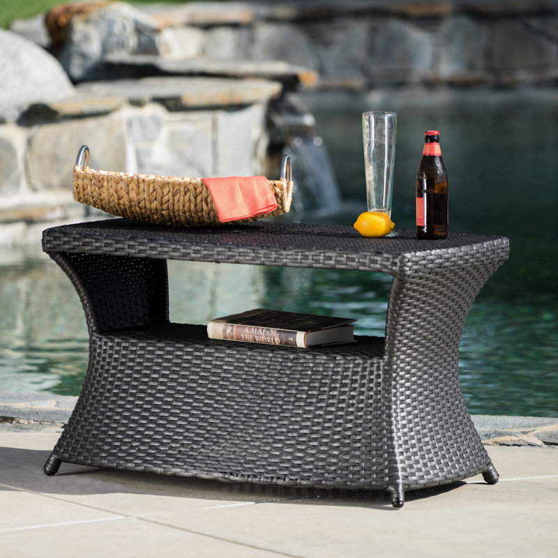 Outdoor Side Table With Umbrella Hole, Grey And Iron, 22"d X 34"w 19.5"h, Functional Patio Accessory For Patio, Compatible, Iron Frame, 22" D 34" W 19.5" H, No Assembly Needed