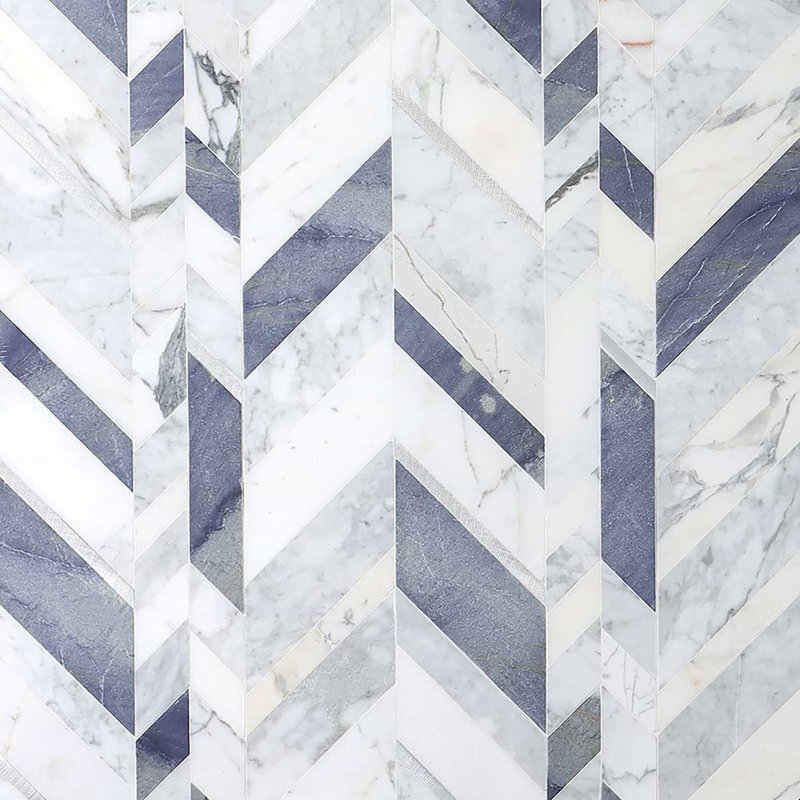 Amari Polished Marble And Aluminum Mosaic, Azur