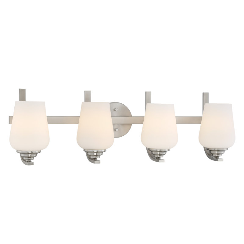 Éclairage pour meuble-lavabo Arbra, Nickel brossé, Blanc