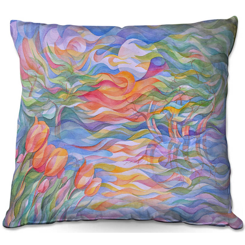 Coussin de tulipes à coucher de soleil canapé, 16 po x 1 po
