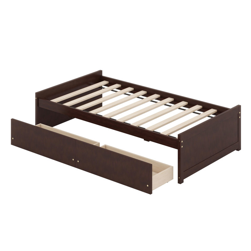 Lit de rangement fonctionnel avec rangement intégré, Espresso