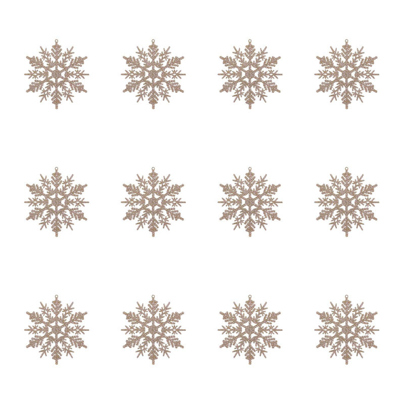 12 pièces décorations de Noël 10 cm flocon de neige en plastique flocon de neige arbre de Noël décoration creux flocon de neige