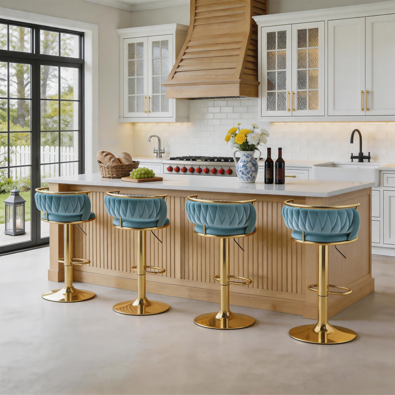 Tabouret de bar Christal, Or, Bleu