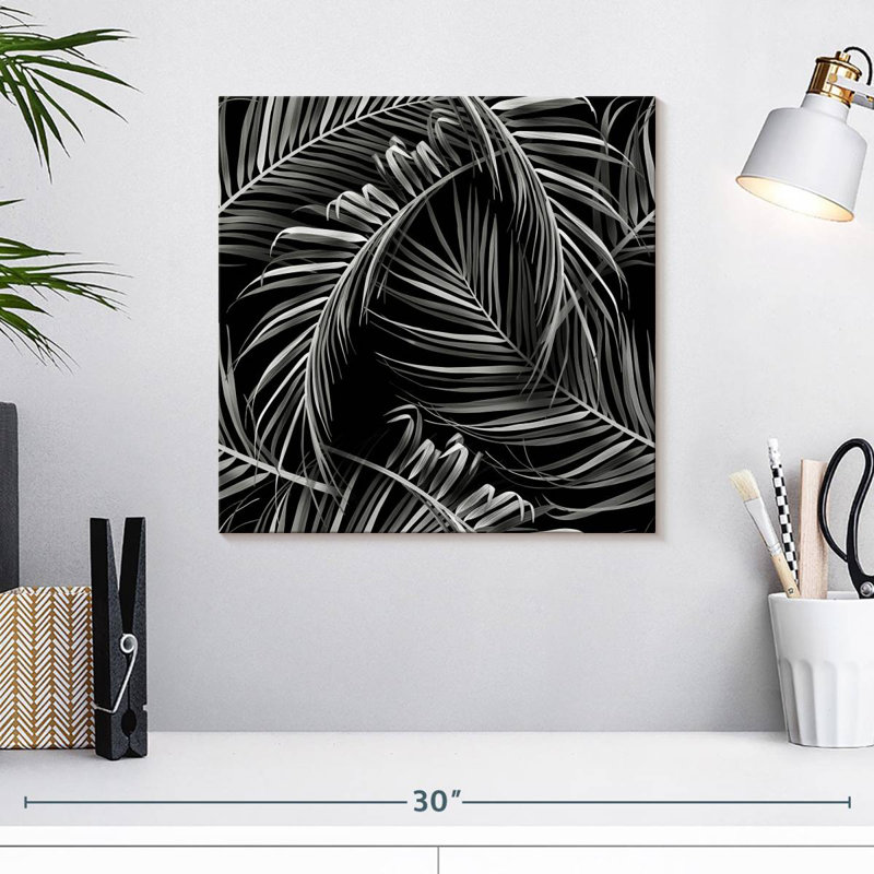 Harnek Monochromatic Palm Leaves, 16" H x 16" W
