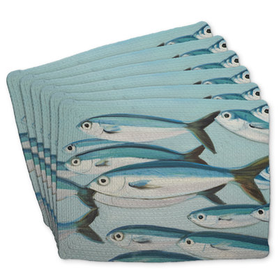 Braided Polyester Eiver Set of 6 - Small Fish Design