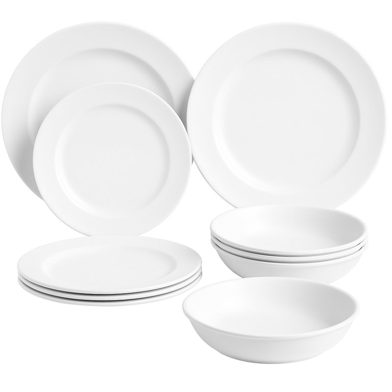 Edge Matte 12-Piece Melamine Dinnerware Set