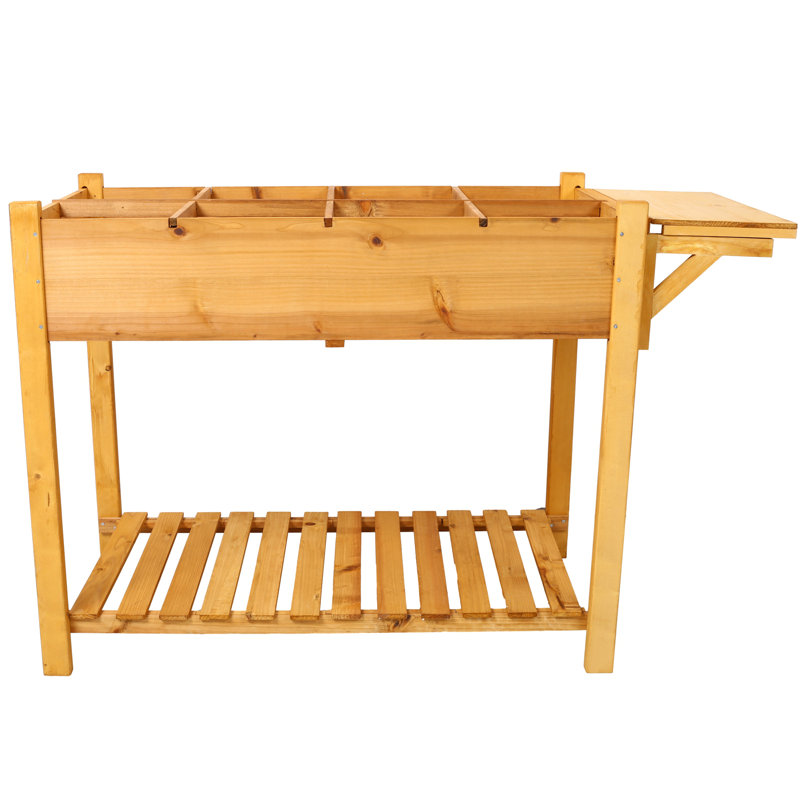 8 Pockets Horticulture Raised Garden Bed Elevated Wood Planter Box, Brown