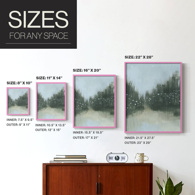 Marsh Morning Fog II, reproduction encadrée - bois massif, H 10 po x l 8 po, Rose