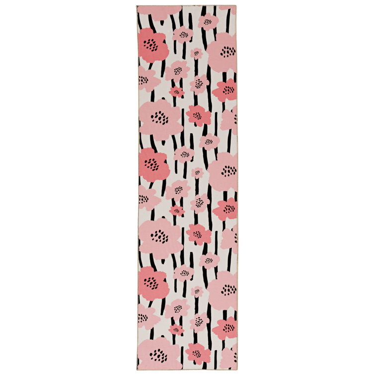 Berinthia Machine Washable Ivory and Pink Area Rug