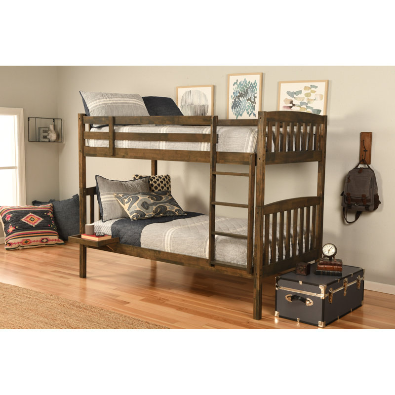 Lit superposé simple au-dessus de simple Aldwin, matelas non inclus, Twin Over Twin, Brun rustique