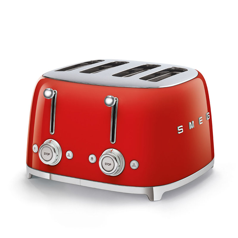 SMEG 50's Retro Style 4x4 Toaster, Red