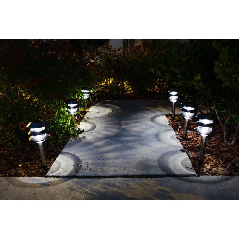 Stainless Steel Solar Powered LED Pathway Lights, 6 Pack