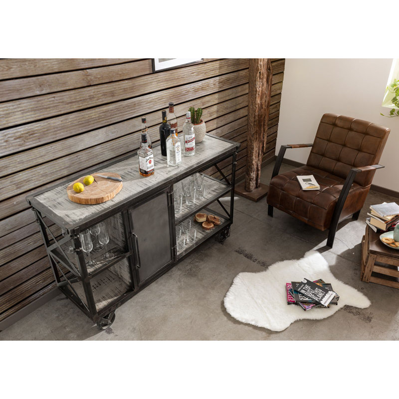 Heavy Industry Solid Wood Kitchen Cart, Grey