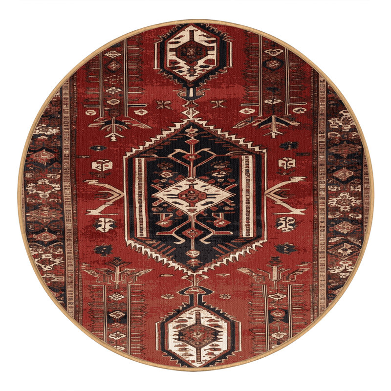 Tapis brun lavable à la machine, Rond 7 pi