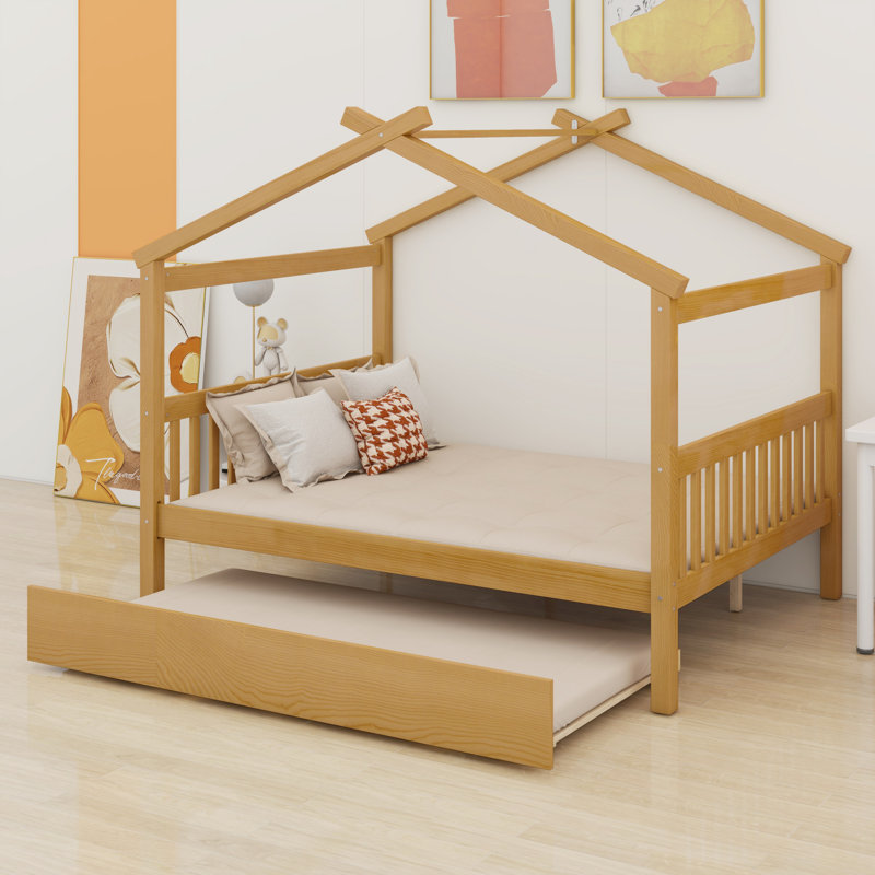 Lit en bois avec couchette, Naturel