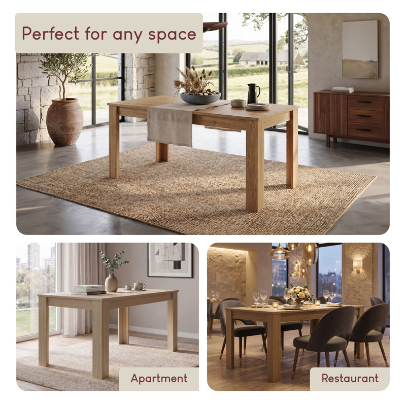 Iriemi Dining Table, Oak, 74cm H x 150cm L x 90cm W