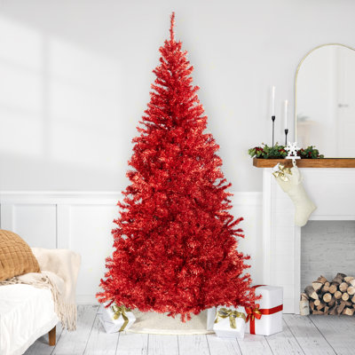 Arbre de Noël artificiel pré-éclairé pré-éclairé - rouge