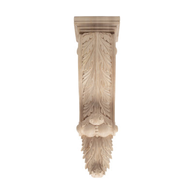 24 in x 7-1/8 in x 6 in Unfinished X-Large Hand Carved Solid Acanthus Leaf Wood Corbel