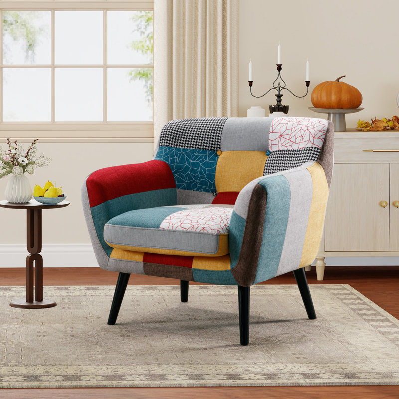 33.1'' Wide Stylish Vintage Linen Upholstered Tufted Loveseat with Wooden Legs