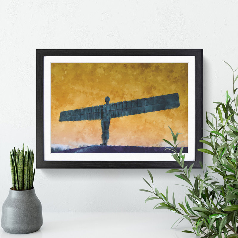 Angel of the North in Newcastle Vol.2 - Picture Frame Graphic Art, 36cm H x 48cm W x 2cm D, Black Framed