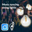 50 pi. Guirlandes lumineuses d'extérieur à DEL intelligentes, application Smart Life, fonctionne avec Alexa, assistant Google, IFTTT, accessoires de patio d'extérieur à intensité variable synchronisés avec les lumières musicales