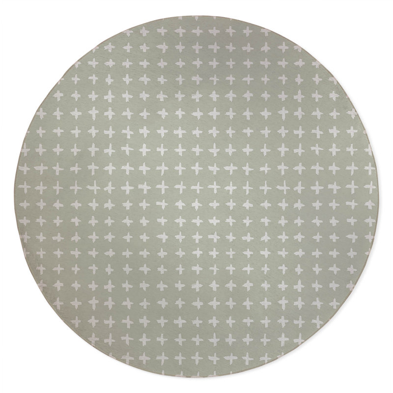 Check Non-Slip Outdoor Rug, Round 5'