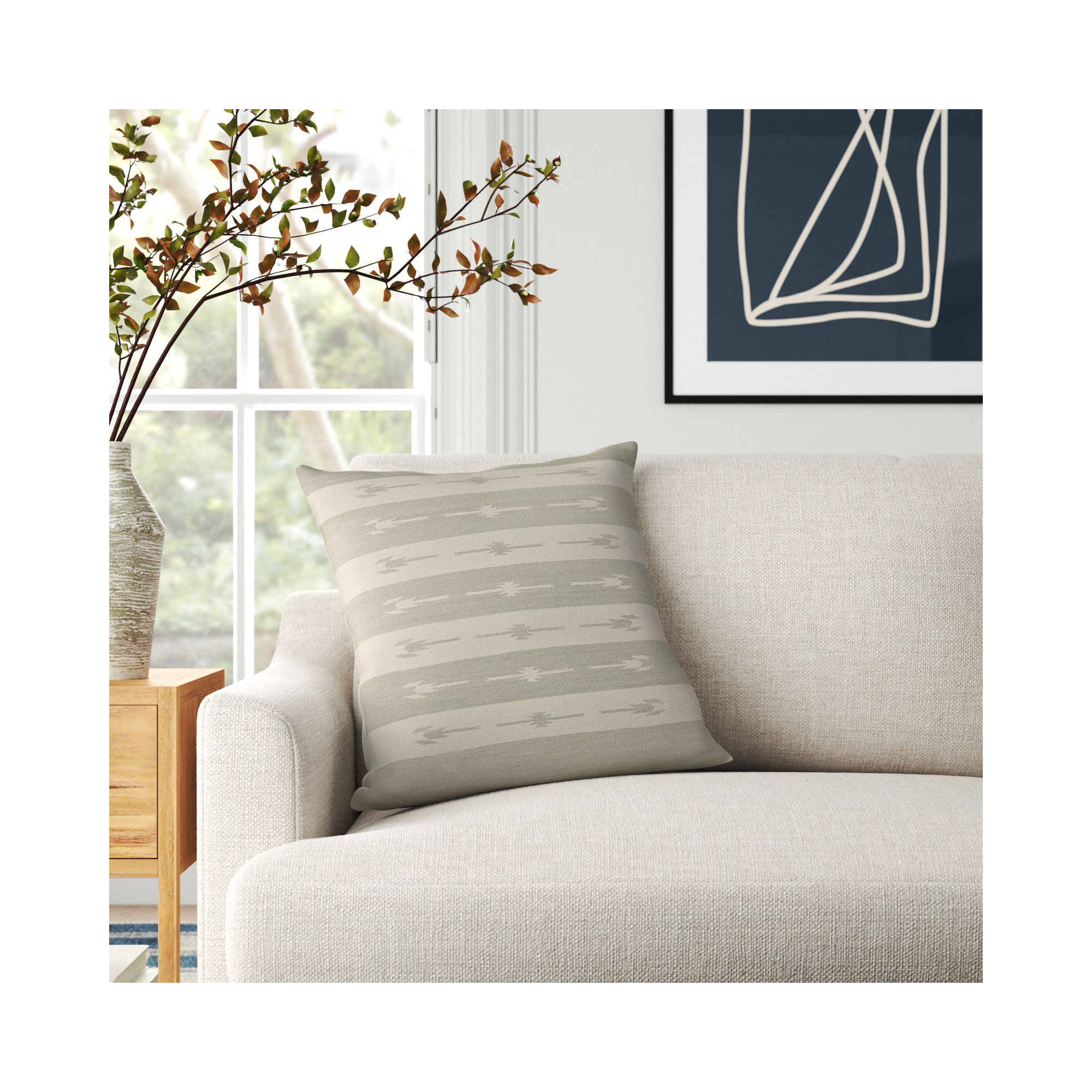 Estela Striped Cotton Throw Pillow, Pillow Cover Only - No Insert, Taupe/Cream