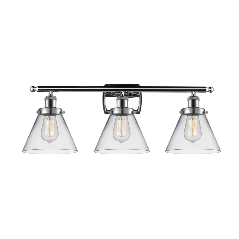 Éclairage pour meuble-lavabo 3 lumières 28 po Ballston Urban Cone, Chrome poli, Clair, Incandescent