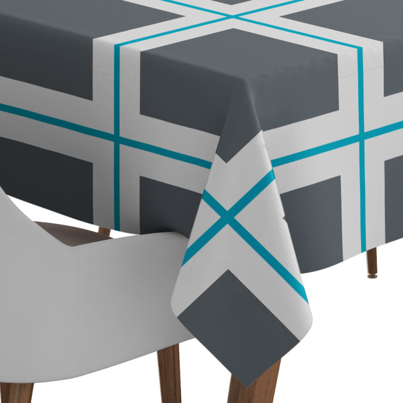 Nappe Avarae, Gris / blanc / aqua, L 144 po x l 52 po