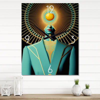 Golden V Consciousness Woman V - Horloge murale moderne abstraite