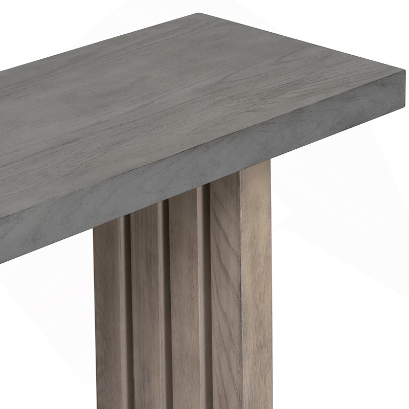 Uniquely Designed Oak Veneer Console Table with Distinctive Side Shapes, Suitable for Entryway, Hallway, Gray