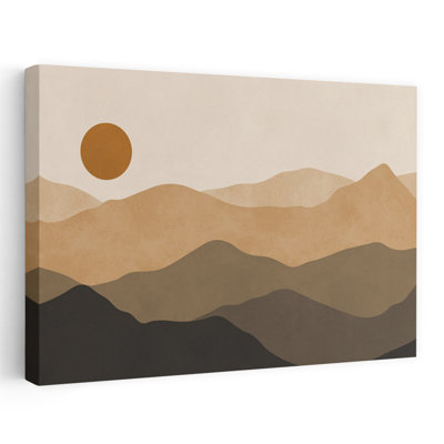 «Desert Sun Peaks», impression abstraite minimaliste de paysage moderne de montagne