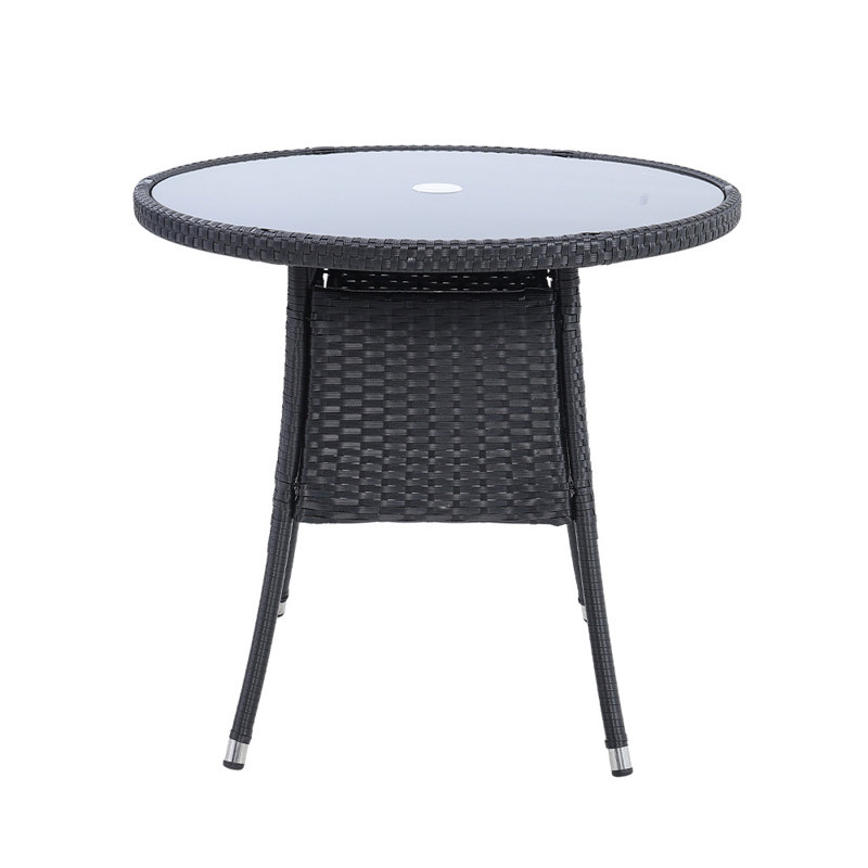 Northup Round Metal Outdoor Dining Table With Umbrella Hole , 80cm cm W 80cm cm D, Black