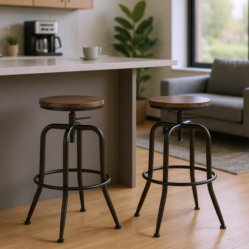 Ensemble de 2 tabourets de bureau réglables, tabouret de dessinateur pivotant industriel avec repose-pieds, siège d'atelier, de studio et de bureau personnel