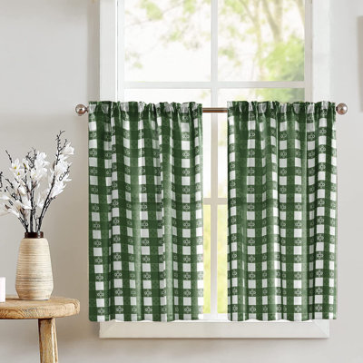 Poplin Tavern Gingham Checkered Cafe Tier Curtains
