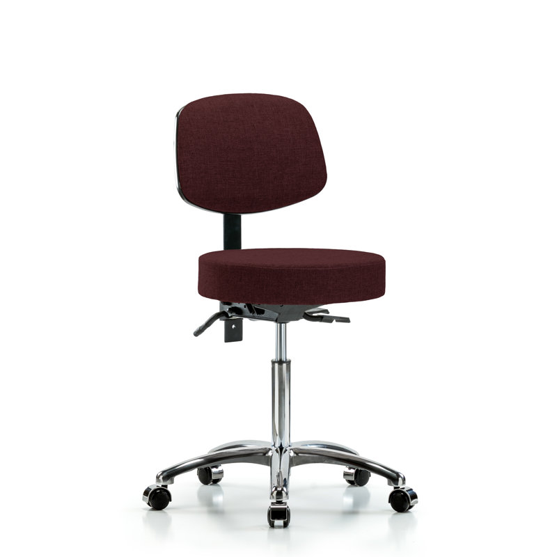 Tabouret de laboratoire Sarina, Bourgogne, Roulettes, 22"