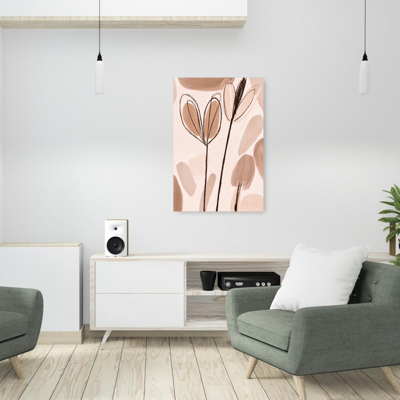 Fleurs douces et organiques, paysage floral abstrait contemporain délicat, impression d'art mural, H 36 po x l 24 po