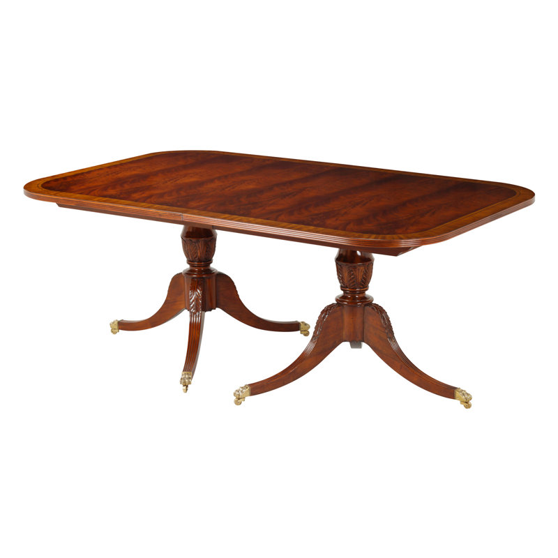 Reeded Extendable Oval Solid Wood Dining Table, Mahogany