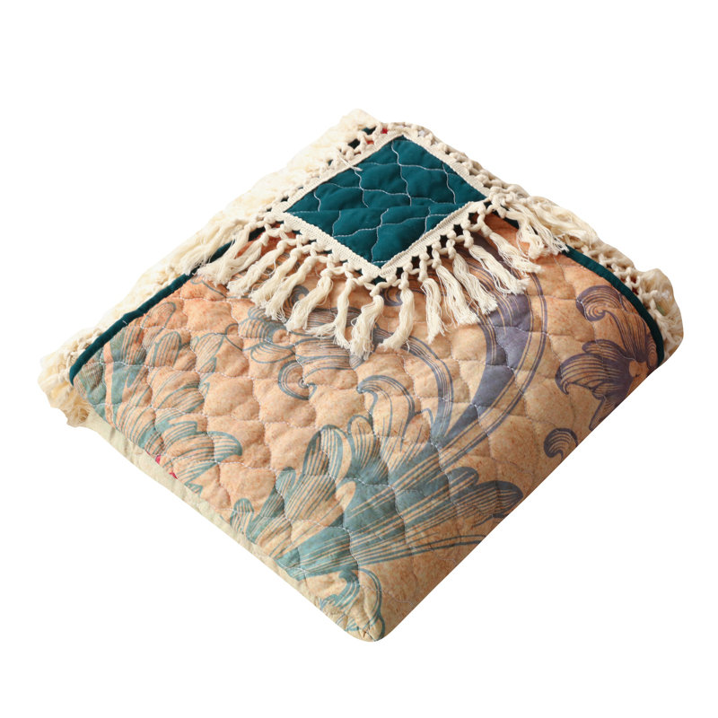 King Size Colorful Cotton Crocheted Peacock Quilt