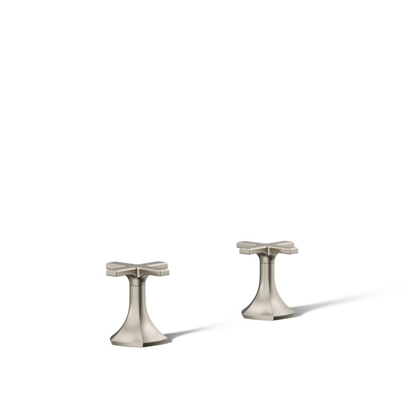 Poignées de lavabo pour salle de bain en forme de croix occasion, H 3,12 po x l 3 po, Nickel brossé