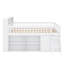 Lit mezzanine surélevé avec tablettes de rangement intégrées et tête de lit décorative à DEL-1427177177