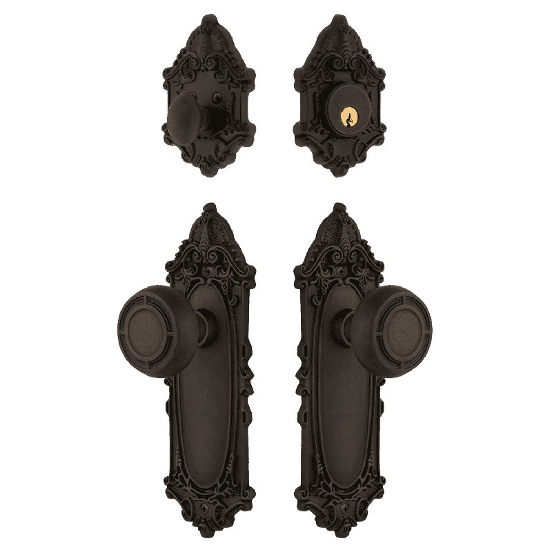 Nostalgic Warehouse Victorian Entry Set with Mission Knob, 2.375, Oil-Rubbed Bronze
